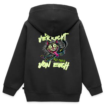 Chat Mieux vaut être fou que l'un d'entre vous - Sweat Premium à capuche zippé enfant bio - noir - Dos - AI Model Kid Male (0cm)