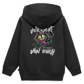 Chat fou Mieux vaut être fou que l'un d'entre vous - Sweat Premium à capuche zippé enfant bio - noir - Dos - AI Model Kid Male (0cm)