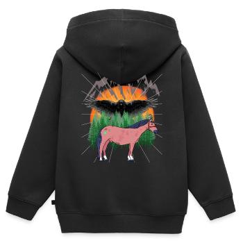 Chamanes Cheval Chevaux - Sweat Premium à capuche zippé enfant bio - noir - Dos - AI Model Kid Male (0cm)