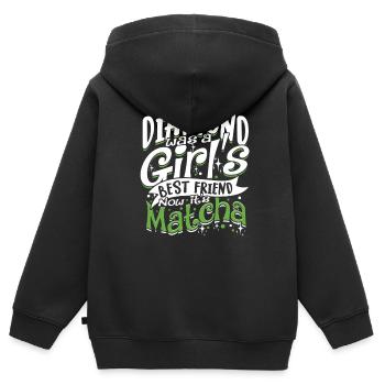 Freundin Matcha Ehefrau Valentinstag - Kinder Premium Organic Zip Hoodie - Schwarz - Hinten - AI Model Kid Male (0cm)