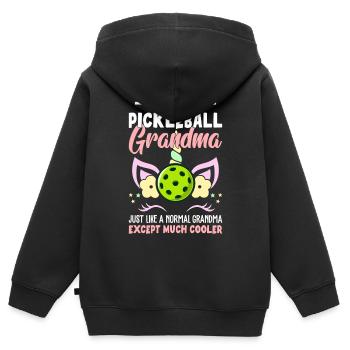 Pickleball Grandma Like Normal Grandma Female - Kinder Premium Organic Zip Hoodie - Schwarz - Hinten - AI Model Kid Male (0cm)