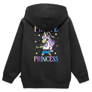 Pirate Princesse Pirate Fille Pirate Fille - Sweat Premium à capuche zippé enfant bio - noir - Dos - AI Model Kid Male (0cm)