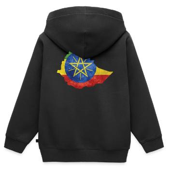 Ethiopia - National border in national flag - Kids Premium Organic Zip-up Hoodie - black - Back - AI Model Kid Male (0cm)
