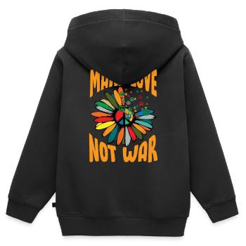 Make Love Not War Flowerpower Hippie - Kinder Premium Organic Zip Hoodie - Schwarz - Hinten - AI Model Kid Male (0cm)