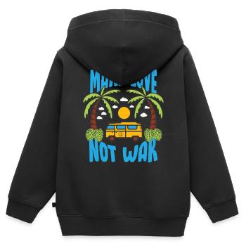 Make Love Not War Flowerpower Hippie - Kinder Premium Organic Zip Hoodie - Schwarz - Hinten - AI Model Kid Male (0cm)