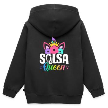 Salsa Queen Salsa Dancer Salsa Dance Illustration - Sweat Premium à capuche zippé enfant bio - noir - Dos - AI Model Kid Male (0cm)