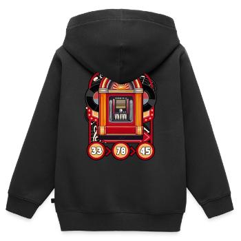 Jukebox Collector 33 78 45 - Sweat Premium à capuche zippé enfant bio - noir - Dos - AI Model Kid Male (0cm)