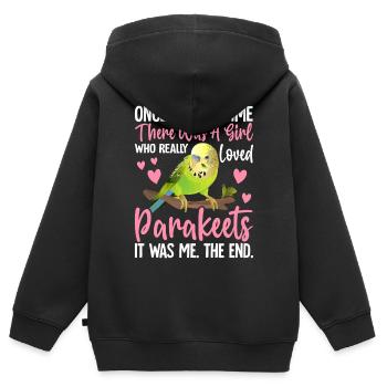 Ein Mädchen, das Sittiche wirklich liebt Sittich - Kinder Premium Organic Zip Hoodie - Schwarz - Hinten - AI Model Kid Male (0cm)