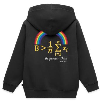 Jeu de mots mathématique - Soyez supérieur à la moyenne - Sweat Premium à capuche zippé enfant bio - noir - Dos - AI Model Kid Male (0cm)
