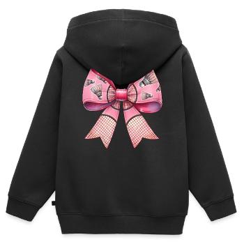 Coquette Bow Ribbon Raquette de Badminton - Sweat Premium à capuche zippé enfant bio - noir - Dos - AI Model Kid Male (0cm)