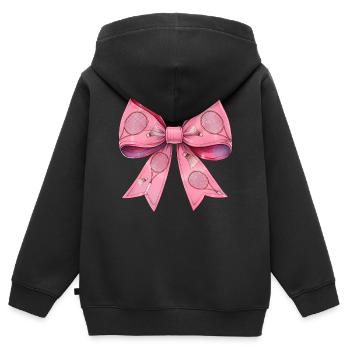 Coquette Bow Raquette de Badminton Rose - Sweat Premium à capuche zippé enfant bio - noir - Dos - AI Model Kid Male (0cm)