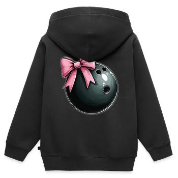 Coquette bowling bowling équipe Ruban rose - Sweat Premium à capuche zippé enfant bio - noir - Dos - AI Model Kid Male (0cm)