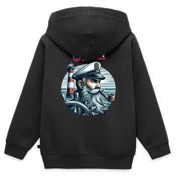 Hamburg Marin Capitaine Pipe Sea North Sea Moin - Sweat Premium à capuche zippé enfant bio - noir - Dos - AI Model Kid Male (0cm)