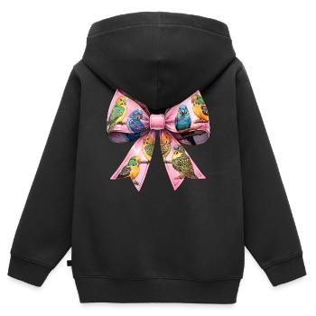 Coquette Cockatiel Perruche Perroquet - Sweat Premium à capuche zippé enfant bio - noir - Dos - AI Model Kid Male (0cm)