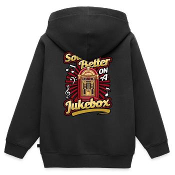 Jukebox Collector sonne mieux sur un juke-box - Sweat Premium à capuche zippé enfant bio - noir - Dos - AI Model Kid Male (0cm)