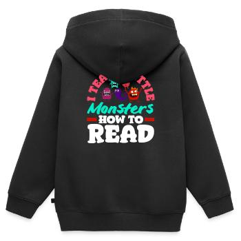 Grundschullehrer Ich Bringe Kleinen Monstern Bei, - Kinder Premium Organic Zip Hoodie - Schwarz - Hinten - AI Model Kid Male (0cm)