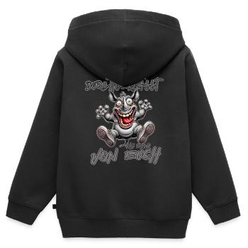 Nashorn Lieber durchgeknallt als einer von euch - Kinder Premium Organic Zip Hoodie - Schwarz - Hinten - AI Model Kid Male (0cm)