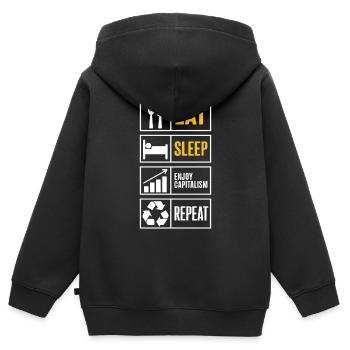 Kapitalismus genießen Aktien Sprüche - Kinder Premium Organic Zip Hoodie - Schwarz - Hinten - AI Model Kid Male (0cm)