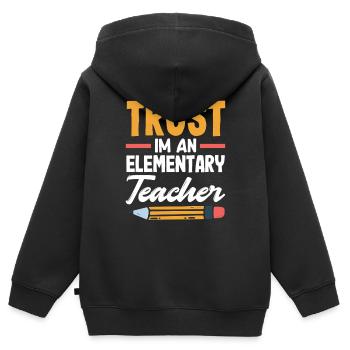 Confiance de l’enseignant du primaire Je suis un enseignant du primaire - Sweat Premium à capuche zippé enfant bio - noir - Dos - AI Model Kid Male (0cm)