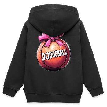 Coquette noeud Dodgeball Team Ruban Rose Maman - Sweat Premium à capuche zippé enfant bio - noir - Dos - AI Model Kid Male (0cm)