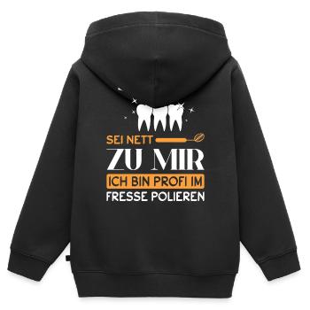 Zahnarzt Zahnhygieniker Zahnarztpraxis stomatologe - Kinder Premium Organic Zip Hoodie - Schwarz - Hinten - AI Model Kid Male (0cm)