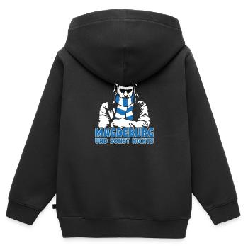Magdeburg und sonst nichts - Kinder Premium Organic Zip Hoodie - Schwarz - Hinten - AI Model Kid Male (0cm)