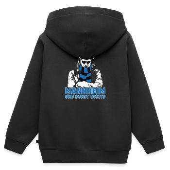 Mannheim und sonst nichts - Kinder Premium Organic Zip Hoodie - Schwarz - Hinten - AI Model Kid Male (0cm)