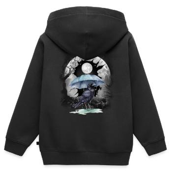 Halloween Bird Raven Crow Crow Forest Moon - Kids Premium Organic Zip-up Hoodie - black - Back - AI Model Kid Male (0cm)
