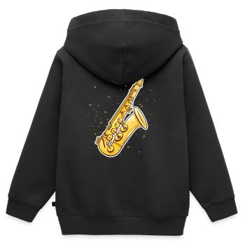 Saxophon Grafik - Kinder Premium Organic Zip Hoodie - Schwarz - Hinten - AI Model Kid Male (0cm)