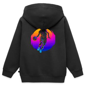 Basketballspieler Vaporwave - Kinder Premium Organic Zip Hoodie - Schwarz - Hinten - AI Model Kid Male (0cm)