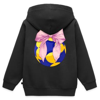 Coquette noeud Korfball Fête des mères Ruban rose Maman - Sweat Premium à capuche zippé enfant bio - noir - Dos - AI Model Kid Male (0cm)