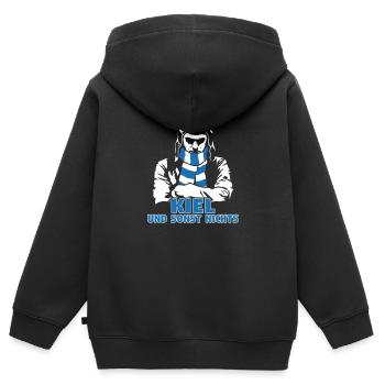 Kiel und sonst nichts - Kinder Premium Organic Zip Hoodie - Schwarz - Hinten - AI Model Kid Male (0cm)