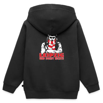Leipzig und sonst nichts - Kinder Premium Organic Zip Hoodie - Schwarz - Hinten - AI Model Kid Male (0cm)
