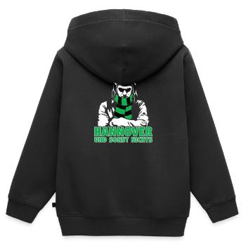 Hannover und sonst nichts - Kinder Premium Organic Zip Hoodie - Schwarz - Hinten - AI Model Kid Male (0cm)