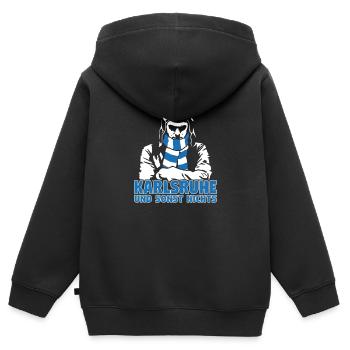 Karlsruhe und sonst nichts - Kinder Premium Organic Zip Hoodie - Schwarz - Hinten - AI Model Kid Male (0cm)