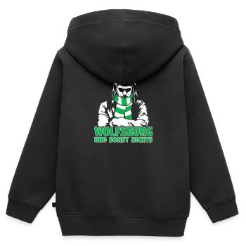 Wolfsburg und sonst nichts - Kinder Premium Organic Zip Hoodie - Schwarz - Hinten - AI Model Kid Male (0cm)
