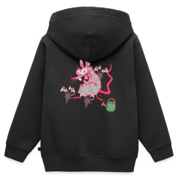 Rat de jardin perce-neige Printemps Jardinier - Sweat Premium à capuche zippé enfant bio - noir - Dos - AI Model Kid Male (0cm)