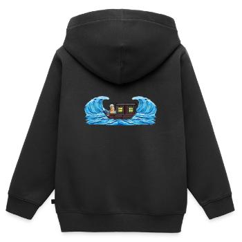 Abenteuer Reise Erdnuss Schiff Ausflug Reisender - Kinder Premium Organic Zip Hoodie - Schwarz - Hinten - AI Model Kid Male (0cm)