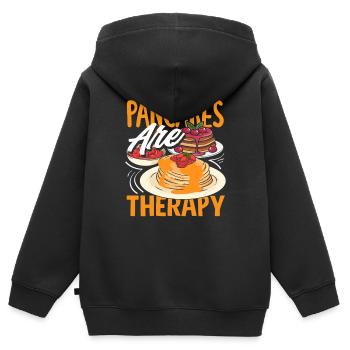 Pfannkuchen Sind Therapie Genuss - Kinder Premium Organic Zip Hoodie - Schwarz - Hinten - AI Model Kid Male (0cm)