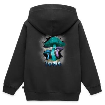 Mystisch Pilze Pilz Waldbewohner Natur - Kinder Premium Organic Zip Hoodie - Schwarz - Hinten - AI Model Kid Male (0cm)