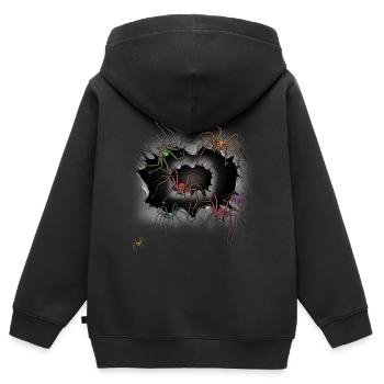 Araignées d’Halloween Araignées Araignées Phobie - Sweat Premium à capuche zippé enfant bio - noir - Dos - AI Model Kid Male (0cm)