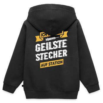 Krankenschwester Krankenpfleger - Kinder Premium Organic Zip Hoodie - Schwarz - Hinten - AI Model Kid Male (0cm)