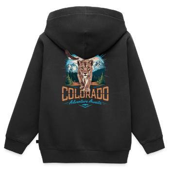Colorado Abenteuer – Wildnis & Natur Design - Kinder Premium Organic Zip Hoodie - Schwarz - Hinten - AI Model Kid Male (0cm)