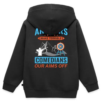 Bogenschießen Bogenschütze - Kinder Premium Organic Zip Hoodie - Schwarz - Hinten - AI Model Kid Male (0cm)
