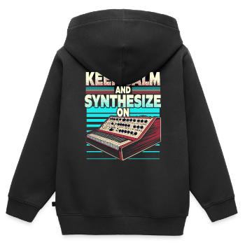 Synthesizer Synth Keep Calm And Synthesize On - Kids Premium Organic Zip-up Hoodie - black - Back - AI Model Kid Male (0cm)