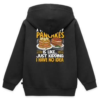 Pancakes Sind Ein Rätsel Ohne Antwort - Kinder Premium Organic Zip Hoodie - Schwarz - Hinten - AI Model Kid Male (0cm)