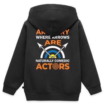 Bogenschießen Bogenschütze - Kinder Premium Organic Zip Hoodie - Schwarz - Hinten - AI Model Kid Male (0cm)