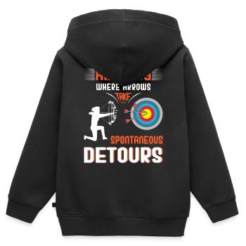 Bogenschießen Bogenschütze - Kinder Premium Organic Zip Hoodie - Schwarz - Hinten - AI Model Kid Male (0cm)