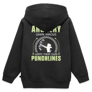 Bogenschießen Bogenschütze - Kinder Premium Organic Zip Hoodie - Schwarz - Hinten - AI Model Kid Male (0cm)
