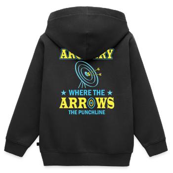 Bogenschießen Bogenschütze - Kinder Premium Organic Zip Hoodie - Schwarz - Hinten - AI Model Kid Male (0cm)